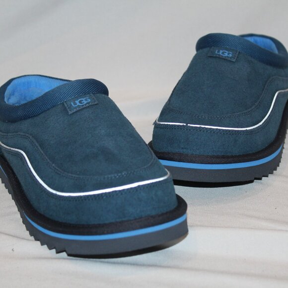 NIB UGG MEN\'S 7 WOMEN\'S 9 CALI WAVE‎ SUEDE SHEARLING LINED SLIPPERS BLUE main image 5